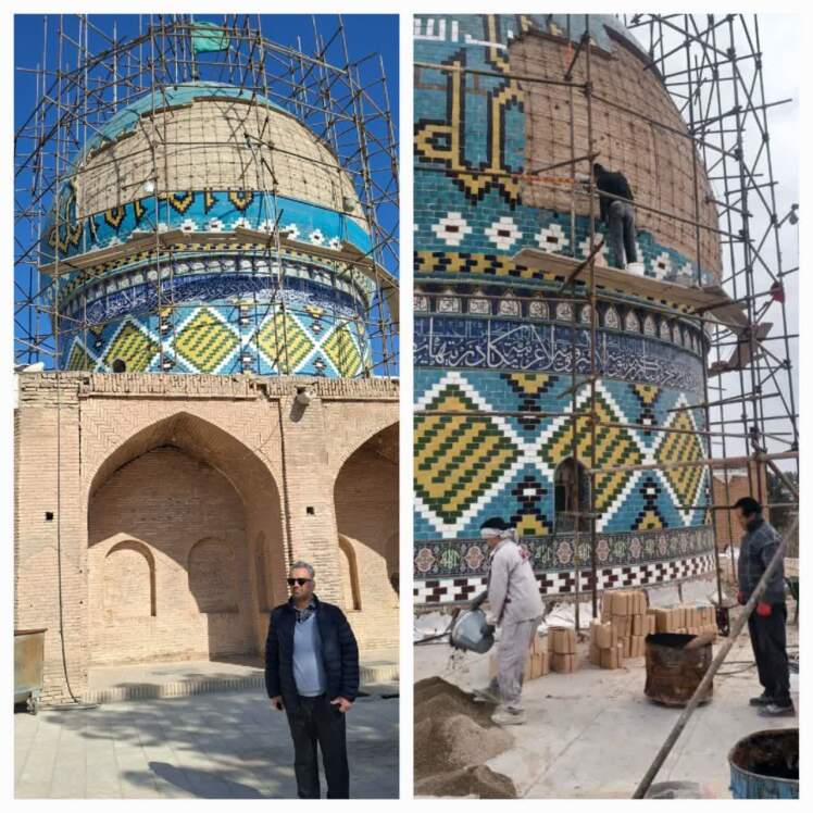 مرمت کاشیکاری گنبد بنای تاریخی و مذهبی امامزاده شاهزاده محمد (ع) ورامین آغاز شد 