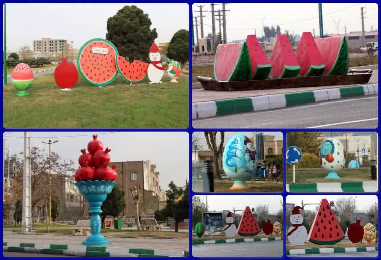 شهردار قرچک از نصب المان های یلدایی در میادین و معابر شهر توسط واحد زیباسازی خبر داد