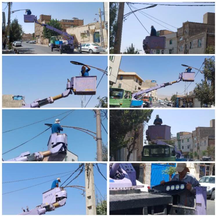 آغاز طرح تعویض سر چراغ های روشنایی معابر شهر فرون آباد/ مدیریت مصرف، کاهش هزینه های انرژی و بهبود مبلمان شهری فرون آباد